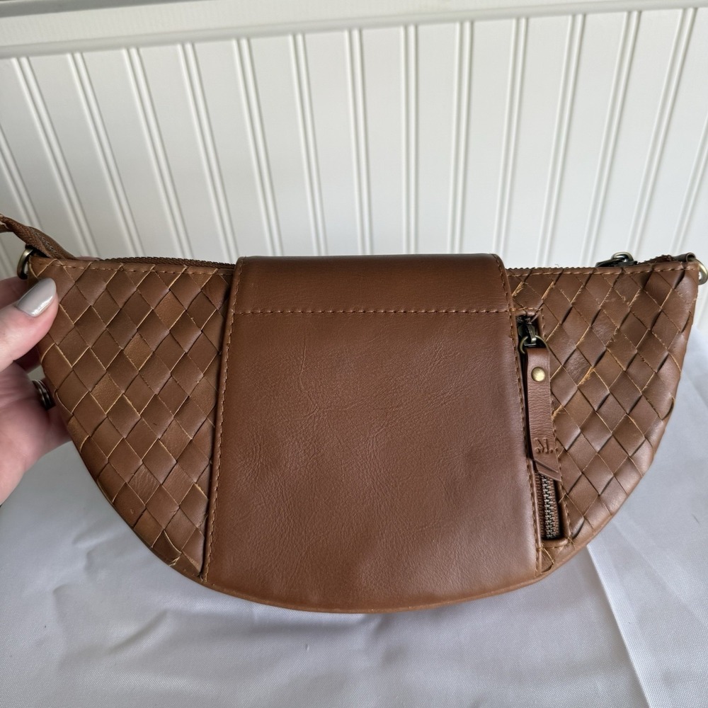 Mandrn Naomi Woven Tan Leather Shoulder Bag Purse Handbag Made In Bali - Picture 4 of 16